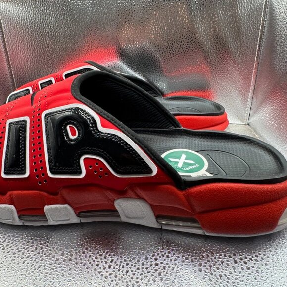 Size 15 Nike‎ Air More Uptempo University Red Black Slip On Slide FJ6035-600 main image 6
